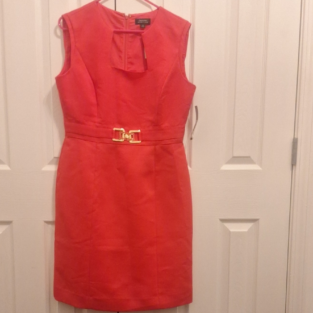 Tahari Coral Mini Dress with Gold Accent - New with tags